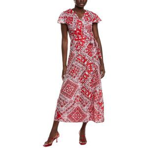 Ipponelli Womens  Wrap Midi Dress, Red